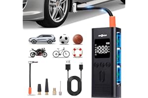 Compressore Aria Portatile Auto 6000mAh 150PSI Mini Compressore Portatile per Auto con Display Digitale e Luce LED Pompa Elettrica per Bicicletta, Auto, Moto, monopattino, Palloni