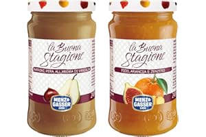 Menz&Gasser, Kit-Spalmabile 2x240g, 1 Pera e Marroni con Vaniglia + 1 Fico, Arancia e Zenzero, Gusto Raffinato, Per Colazioni e Dessert, Ideale per Abbinamenti Gourmet