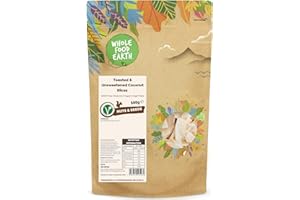 Wholefood Earth Fette di cocco tostate e non zuccherate, 500 g, senza OGM, naturali, ad alto contenuto di fibre