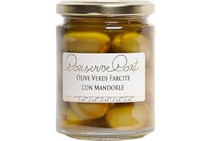 Olive verdi farcite con Mandorle in olio extravergine d'oliva - Vaso da ml. 314 - produzione artigianale Conserve Conti