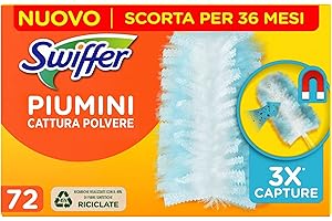 Swiffer Duster Piumini Catturapolvere, 72 Piumini, Cattura e Intrappola Polvere e Sporco, Raggiunge I Punti più Difficili della Casa, Maxi Formato, Scorta per 36 Mesi