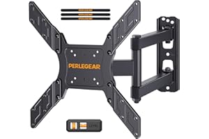 Perlegear Supporto da Parete per TV da 26 a 60 Pollici, Staffa TV con Braccio Girevole ed Estendibile, Max VESA 400x400, Supporto Ultra Resistente 45 kg - PGMFK6