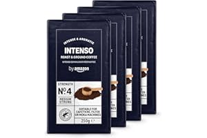 by Amazon Caffè Intenso macinato, Tostatura media, 1 kg (4 confezioni da 250 g) - Certificato Rainforest Alliance