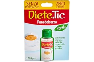 Diete.Tic, Stevia Dolcificante Liquido Zero Calorie, Pratica Confezione da 50 ml (1000 Gocce), Senza Glutine, Senza Conservanti e Aspartame, Ottimo per Dolcificare Bevande, Yogurt, Macedonie, Dolci