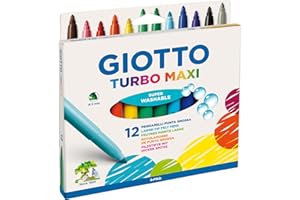 Giotto 454000 Turbo Pennarelli, Turbo Maxi Punta Larga, 5 mm, Confezione da 12, Assortiti