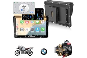 Carpuride W702BS Pro Moto Carplay Schermo con BMW Wonder Wheel per BMW Moto, Senza Fili CarPlay e Android Auto, 7 Pollici Impermeabile Touchscreen, Doppio Bluetooth, Interfono Funzione, Dati Lettura.