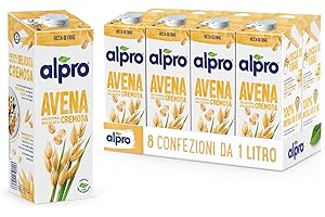 ALPRO CLASSICO, Bevanda all'AVENA, 100% vegetale con vitamine B2, B12 e D2 (8 confezioni x 1 Litro)