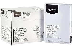 Amazon Basics Carta da stampa multiuso A4 80gsm, 2500 unità, 5 confezioni da 500, Bianco