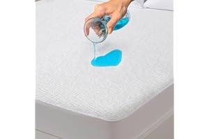 Coprimaterasso Matrimoniale Impermeabile 160x190 cm Lenzuolo con Angoli Bianco in Cotone Terry e Microfibra Protezione per Letto Salva Materasso Traversa Traspirante Anallergico Lavabile in Lavatrice