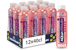 San Benedetto, Aquavitamin ai Frutti Rossi, 12x400 ml, Bevanda Idratante con Vitamine B e C, Senza Zuccheri Aggiunti, Perfetta per il Benessere Quotidiano