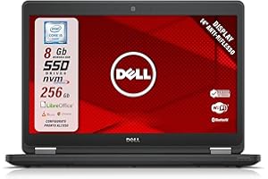 Dell Latitude, Pc Portatile Notebook Pronto All'Uso, Display 14" HD, Intel i5-6200u, Ram 8Gb, SSD 256Gb, Computer Portatile Con Libre, W 10 (Ricondizionato)