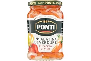 Ponti, Insalatina di Verdure all'Aceto di Vino, Fresco Mix di Verdure Croccanti, Condimento Ideale per Insalate di Verdure o come Antipasti, 100% Made in Italy, 290 gr