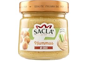 Saclà, Hummus di Ceci, Crema di Ceci e Semi di Sesamo Aromatizzata all'Olio Extra Vergine di Oliva, Vaso Vetro, 190g, Confezione da 6 Pezzi