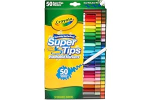CRAYOLA Super Tips - Pennarelli Lavabili a Punta Media, Confezione da 50 Pezzi in Colori Assortiti, Età Consigliata: da 3 Anni