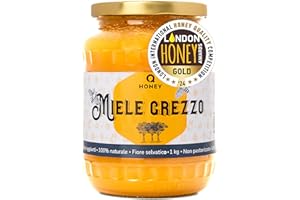 Miele Grezzo 1kg – Medaglia d'Oro ai London Honey Awards 2024, 100% Naturale, Non Filtrato e Non Pastorizzato, Dall'Alveare Visita lo Store di Q Honey