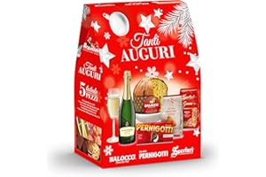 Cesto Natalizio Regalidea “Tanti Auguri” con Specialità Gastronomiche tipiche di alta qualità - Confezione Regalo di Natale Gourmet da 5 Pezzi