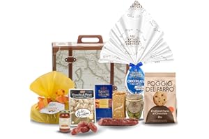Cesto Pasquale Speciale Italia - Cesto Regalo Alimentare Valigia di Pasqua, Confezione Pasquale con Uovo, Colomba e Specialità Gastronomiche Gourmet [10 pezzi]