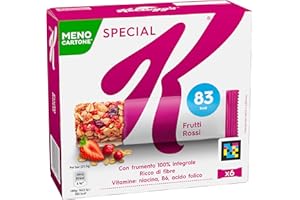 Kellogg's Special K Barretta | Gusto Frutti Rossi | Croccanti Fiocchi Multicereali con Pezzi di Mirtilli Rossi e Mela | Frumento 100% Integrale | 6 barrette da 21.5g (Confezione da 129g)
