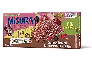 Misura Crackers Integrali con Barbabietola e Carota Nera Fibrextra | 15% di Fibre e 100% Farina Integrale | Confezione da 385 grammi
