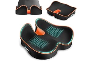 POOTACK Cuscino Sedia Ufficio, Cuscino Ortopedico Seduta per Coccige, Cuscino antidecubito Ergonomico Memory Foam per Auto, per Alleviare il Dolore All'anca inclusi Coccige