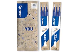 Pilot FriXion, 2 set da 3 Ricariche per penna cancellabile Frixion Ball e Frixion Ball Clicker, Colore Blu, Punta Media