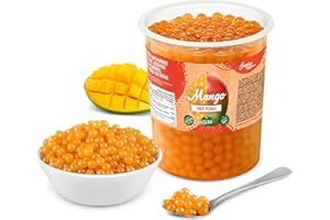 POPPING BOBA - Sferette alla frutta per Bubble Tea - Mango - 1 kg - nessun colorante artificiale, basso contenuto di zucchero, succo di frutta vero, 100% vegan e senza glutine