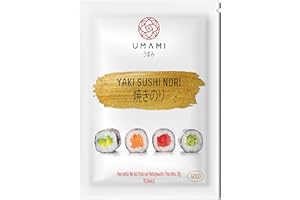 Umami Alghe Nori qualità GOLD 10 fogli (28gr) - Prodotte con alghe da mari controllati, tostate a bassa temperatura, croccanti e aromatiche