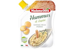 MADAMA OLIVA, Hummus di Lupini, Gustosa Salsa Ideale per Accompagnare Ortaggi Freschi come Carote e Sedano, Ottimo per Finger Food e Antipasti, Made in Italy, Busta Squeeze 110 gr