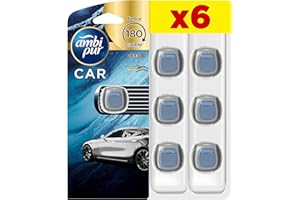 Ambi Pur Profumatore Auto, 6 Deodoranti Auto, Fragranza Oceano, Elimina Odori, Fino a 30 Giorni di Profumo per Deodorante, Facile da Agganciare