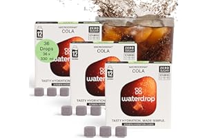 waterdrop® Set Microdrink COLA Zero, 36 waterdrop cubetti per acqua aromatizzata, con Noce di Cola e Vitamine, Bibite Senza Zucchero, Insaporitori d'Acqua Senza Calorie