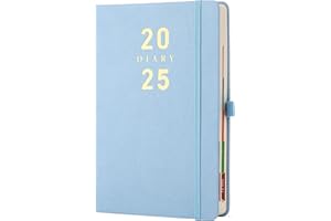 Agenda 2025, formato A5, agenda giornaliera 2025, una pagina per giorno, copertina rigida, portapenne, (blu 2025, A5)