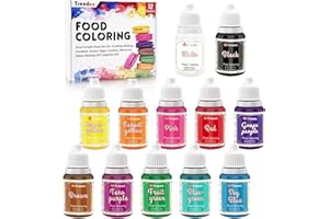 Treedoa Coloranti Alimentari a 12 Colori x 10ML Coloranti Alimentari Liquidi Concentrati per Uova Di Pasqua, Dolci, Biscotti, Decorazioni per Torte, Fondente, Glassa, Slime