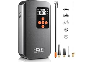 CXY 7500mah Compressore Aria Portatile Auto, Elettrico Pompa Elettrica per Bicicletta, Mini Compressore Pneumatici per Auto Ricaricabili con 4 Ugelli Diversi per Auto, Moto, Biciclette e Palloni