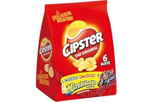 Cipster the Original, Chips di Patate Croccanti, Gusto Leggero e Forma Iconica, 132g (multipack 6 bustine da 22g)