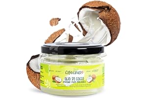 Olio di Cocco Biologico - 200 ml. Olio di Cocco Alimentare Bio Puro. Olio di Cocco per Capelli Corpo e Viso. Coconut Oil Organic Vergine. Liquido Sopra i 23° Burroso/Burro sotto.
