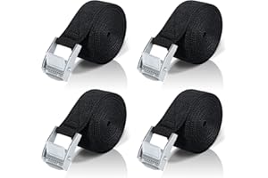 SOMLAW 5M Cinghie di Fissaggio a Cricchetto, 4 Pezzi Cinghia di Ancoraggio Tensione Professionali Camma a Sgancio Rapido Cinghie a Cricchetto Bici Camion Moto Rimorchi per Bagagli per Auto Pacchetti