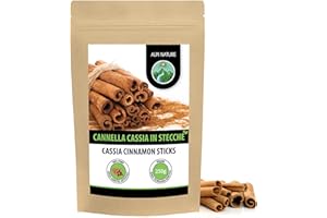 Cannella in stecche Cassia (250g), Bastoncini di cannella Cassia, cannella Cassia pura al 100%, essiccata delicatamente, naturalmente senza additivi, vegan