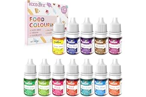 Coloranti Alimentari a 12 colori - Liquido Concentrati per Cuocere, Decorare, Glassare e Cucinare - Vibranti per Fondente, Slime e Mestieri - Flaconi di 6 ml, Giallo,Rosso