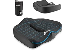 Feagar Cuscino per Sedile - Cuscini Ergonomico Sedile per Coccige Sciatica Lombare - Cuscino Memory Foam per Ufficio Casa Auto Sedia a Rotelle, Nero
