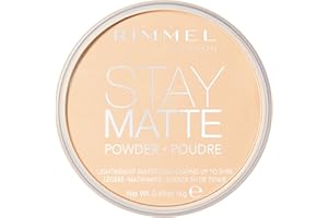 Rimmel London Stay Matte Pressed Powder, formula minerale per un effetto di lucentezza di lunga durata, luce di pesca, 14 g1 Cipria, Colore Trasparente, g (Confezione da 1), 001 TRANSPARENTE