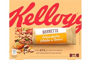 Kellogg's Barretta | Gusto Mandorle, Miele e Semi | Ricca di Fibre e con 41% di Frutta Secca | 4 barrette da 32g (Confezione da 128g)