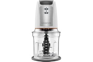 Kenwood Chopper CHP61.100WH, Potenza 500W, Ciotola da 0.5L, 2 velocità, Sistema a quattro lame, Anello antiscivolo per la stabilità del tritatutto, Lavabile in Lavastoviglie, Bianco/SIlver