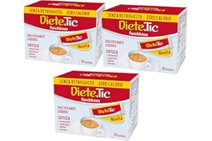 Diete.Tic, Dolcificante In Bustina Zero Calorie, Senza Glutine, Senza Conservanti e Aspartame, Ottimo per Dolci, Bevande, 3 Confezioni da 30 pz