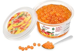 POPPING BOBA - Sferette alla frutta per Bubble Tea - Mango - 450 g - nessun colorante artificiale, basso contenuto di zucchero, succo di frutta vero, 100% vegan e senza glutine