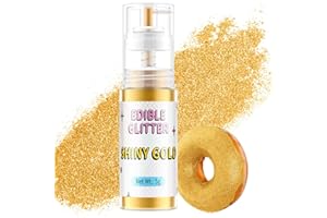 Spray Glitter Commestibili Oro, Waysroma Coloranti Alimentari in Polvere Brillantini Commestibili per Torte, Drink, Fragole, Cupcake, Fondente, Cocktail, Cioccolato di Pasqua (5g)