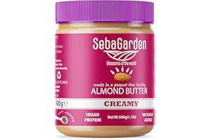 Seba Garden Burro di mandorle, 500 g, puro e naturale, crema spalmabile liscia alle mandorle californiane, 100% mandorle, adatto a dieta paleo e cheto, senza zuccheri aggiunti