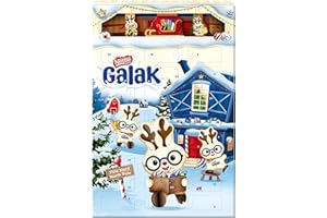 GALAK Calendario Avvento 2024 Personaggi di Cioccolato Bianco ripieno con Cereali 196,8g