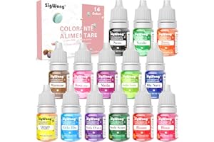Coloranti Alimentari a 14 colori - Colorante Alimentare Liquido Concentrati per ​Cuocere Decorare, Cucinare, Glassare, torta, Fondente - Flaconi di 6 ml