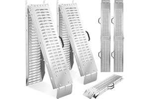 tectake® Set di 2 Rampe di Carico Pieghevoli in Acciaio Zincato, Superficie Antiscivolo, Design Ergonomico con Pratica Maniglia, Portata 400 kg, 166 cm