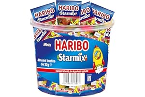 Haribo Starmix, 40 Haribo Mini Bustine da 25gr, Caramelle Gommose, Gusto Frutta, Ideali per Feste - 1000gr
